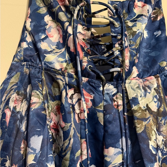 Petal & Pup Navy Floral Satin Dress - Picture 3 of 4